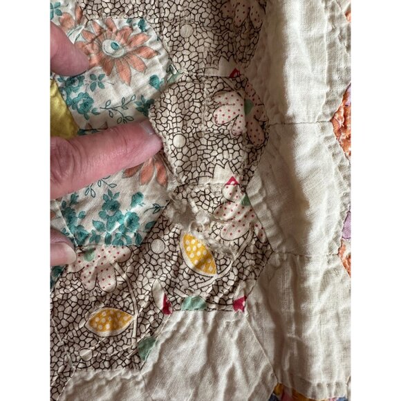 1930s Grandmothers Flower Garden quilt flowers novelty prints Full size - Picture 10 of 10